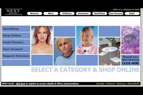 Next’s website in 2002 was basic, but the relationship with the catalogue was very clear